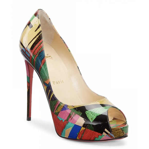 Christian Louboutin New Very Prive 120 Patent Mag Multicolor Peep Heel Pump 36 - Picture 3 of 12